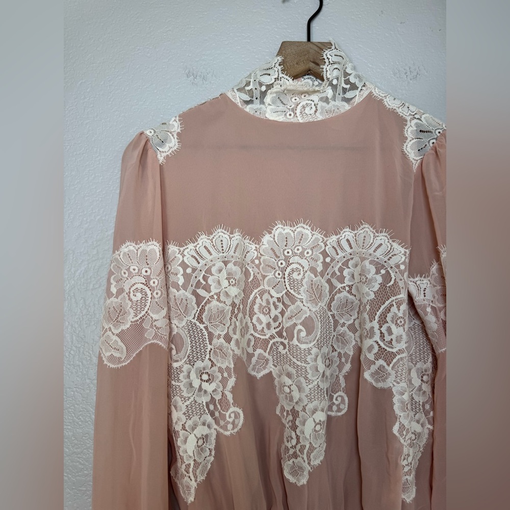 We Are HAH x Revolve Queen 4 A Day Lace Chiffon Bodysuit in Copper Rose size XS - Picture 9 of 16
